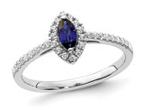 1/3 Carat (ctw) Lab-Created Sapphire Ring in 14K White Gold with Lab-Grown Diamonds